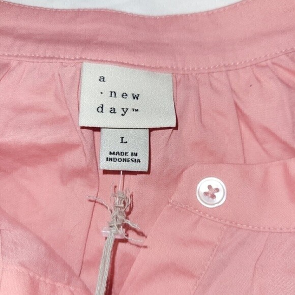 A New Day 1/2 Button Down Henley Blouse - Picture 3 of 3